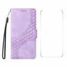 For iPhone 16 Plus ENKAY Embossed Rhombus Starry Leather Phone Case with Screen Film(Purple) - 1