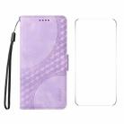 For iPhone SE 2025 ENKAY Embossed Rhombus Starry Leather Phone Case with Screen Film(Purple) - 1