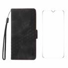 For Samsung Galaxy A06 4G ENKAY Embossed Rhombus Starry Leather Phone Case with Screen Film(Black) - 1