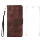 For Samsung Galaxy A06 4G ENKAY Embossed Rhombus Starry Leather Phone Case with Screen Film(Brown) - 1