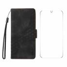 For Samsung Galaxy S25 5G / S24 5G ENKAY Embossed Rhombus Starry Leather Phone Case with Screen Film(Black) - 1