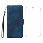 For Samsung Galaxy S25 5G / S24 5G ENKAY Embossed Rhombus Starry Leather Phone Case with Screen Film(Blue) - 1