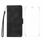 For Samsung Galaxy S25+ / S24+ 5G ENKAY Embossed Rhombus Starry Leather Phone Case with Screen Film(Black) - 1