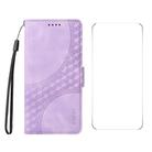 For Samsung Galaxy A56 ENKAY Embossed Rhombus Starry Leather Phone Case with Screen Film(Purple) - 1