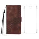 For Honor X6b ENKAY Embossed Rhombus Starry Leather Phone Case with Screen Film(Brown) - 1