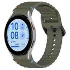 For Samsung Galaxy Watch FE 40mm Wavy Grain Stitched Black Buckle Silicone Watch Band(Army Green) - 1