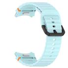 For Samsung Galaxy Watch FE 40mm Wavy Grain Stitched Black Buckle Silicone Watch Band(Light Blue) - 3