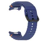 For Samsung Galaxy Watch FE 40mm Wavy Grain Stitched Black Buckle Silicone Watch Band(Midnight Blue) - 3