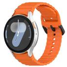 For Samsung Galaxy Watch 7 40 / 44mm Wavy Grain Stitched Black Buckle Silicone Watch Band(Orange) - 1