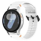 For Samsung Galaxy Watch 7 40 / 44mm Wavy Grain Stitched Black Buckle Silicone Watch Band(White) - 1