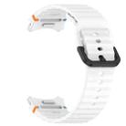 For Samsung Galaxy Watch 7 40 / 44mm Wavy Grain Stitched Black Buckle Silicone Watch Band(White) - 3