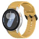 For Samsung Galaxy Watch 7 40 / 44mm Wavy Grain Stitched Black Buckle Silicone Watch Band(Yellow) - 1