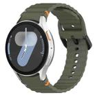 For Samsung Galaxy Watch 7 40 / 44mm Wavy Grain Stitched Black Buckle Silicone Watch Band(Army Green) - 1