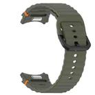 For Samsung Galaxy Watch 7 40 / 44mm Wavy Grain Stitched Black Buckle Silicone Watch Band(Army Green) - 3