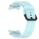 For Samsung Galaxy Watch 7 40 / 44mm Wavy Grain Stitched Black Buckle Silicone Watch Band(Light Blue) - 3