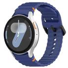 For Samsung Galaxy Watch 7 40 / 44mm Wavy Grain Stitched Black Buckle Silicone Watch Band(Midnight Blue) - 1