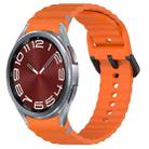 For Samsung Galaxy Watch 6 Classic 43 / 47mm Wavy Grain Stitched Black Buckle Silicone Watch Band(Orange) - 1