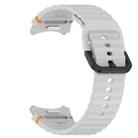 For Samsung Galaxy Watch 6 40 / 44mm Wavy Grain Stitched Black Buckle Silicone Watch Band(Light Gray) - 3