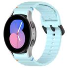 For Samsung Galaxy Watch 5 40 / 44mm Wavy Grain Stitched Black Buckle Silicone Watch Band(Light Blue) - 1