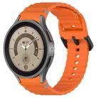 For Samsung Galaxy Watch 5 Pro Wavy Grain Stitched Black Buckle Silicone Watch Band(Orange) - 1