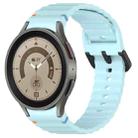 For Samsung Galaxy Watch 5 Pro Wavy Grain Stitched Black Buckle Silicone Watch Band(Light Blue) - 1