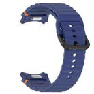 For Samsung Galaxy Watch 5 Pro Wavy Grain Stitched Black Buckle Silicone Watch Band(Midnight Blue) - 3