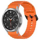 For Samsung Galaxy Watch 4 Classic 42 / 46mm Wavy Grain Stitched Black Buckle Silicone Watch Band(Orange) - 1