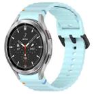 For Samsung Galaxy Watch 4 Classic 42 / 46mm Wavy Grain Stitched Black Buckle Silicone Watch Band(Light Blue) - 1