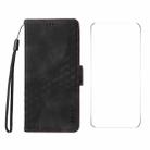 For Redmi K80 ENKAY Embossed Rhombus Starry Leather Phone Case with Screen Film(Black) - 1