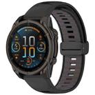 For Garmin Fenix 8 AMOLED 51mm Two Color Magnetic Silicone Watch Band(Black+Gray) - 1