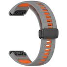 For Garmin Fenix 8 AMOLED 51mm Two Color Magnetic Silicone Watch Band(Gray+Orange) - 3