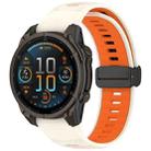 For Garmin Fenix 8 AMOLED 51mm Two Color Magnetic Silicone Watch Band(Starlight+Orange) - 1