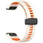 For Garmin Fenix 8 AMOLED 51mm Two Color Magnetic Silicone Watch Band(Starlight+Orange) - 3