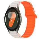 For Samsung Galaxy Watch 7 40 / 44mm Dual Color Magnetic Buckle Silicone Watch Band(Stralight+Orange) - 1