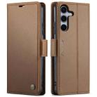 For Samsung Galaxy S25 5G CaseMe 023 Butterfly Buckle Litchi Texture RFID Anti-theft Leather Phone Case(Brown) - 1