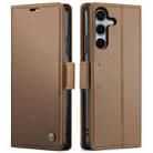 For Samsung Galaxy S25+ 5G CaseMe 023 Butterfly Buckle Litchi Texture RFID Anti-theft Leather Phone Case(Brown) - 1