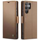 For Samsung Galaxy S25 Ultra 5G CaseMe 023 Butterfly Buckle Litchi Texture RFID Anti-theft Leather Phone Case(Brown) - 1