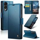 For Samsung Galaxy S25 Edge 5G CaseMe 023 Butterfly Buckle Litchi Texture RFID Anti-theft Leather Phone Case(Blue) - 1