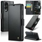 For Samsung Galaxy S25 Edge 5G CaseMe 023 Butterfly Buckle Litchi Texture RFID Anti-theft Leather Phone Case(Black) - 1