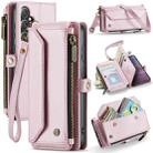 For Samsung Galaxy S24 FE 5G CaseMe C36 Card Slots Zipper Wallet RFID Anti-theft Leather Phone Case(Pink) - 1