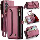 For Samsung Galaxy S24 FE 5G CaseMe C36 Card Slots Zipper Wallet RFID Anti-theft Leather Phone Case(Red) - 1