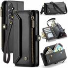 For Samsung Galaxy S24 FE 5G CaseMe C36 Card Slots Zipper Wallet RFID Anti-theft Leather Phone Case(Black) - 1