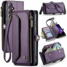 For Samsung Galaxy S24 FE 5G CaseMe C36 Card Slots Zipper Wallet RFID Anti-theft Leather Phone Case(Purple) - 1