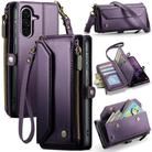 For Samsung Galaxy A36 CaseMe C36 Card Slots Zipper Wallet RFID Anti-theft Leather Phone Case(Purple) - 1