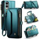 For Samsung Galaxy S25 Edge 5G CaseMe C36 Card Slots Zipper Wallet RFID Anti-theft Leather Phone Case(Blue) - 1