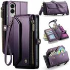 For Samsung Galaxy S25 Edge 5G CaseMe C36 Card Slots Zipper Wallet RFID Anti-theft Leather Phone Case(Purple) - 1