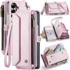 For Samsung Galaxy Z Fold7 CaseMe C36 Card Slots Zipper Wallet RFID Anti-theft Leather Phone Case(Pink) - 1