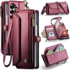 For Samsung Galaxy Z Fold7 CaseMe C36 Card Slots Zipper Wallet RFID Anti-theft Leather Phone Case(Red) - 1