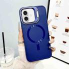 For iPhone 16 CD Texture Frosted MagSafe Lens Holder Phone Case(Blue) - 1