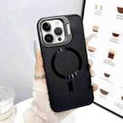 For iPhone 15 Pro CD Texture Frosted MagSafe Lens Holder Phone Case(Black) - 1